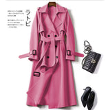 Fongt Women's Long-Term 2025 Spring And Autumn New Korean Version Of Fashion Popular British Wind Over The Knee Coat Woman