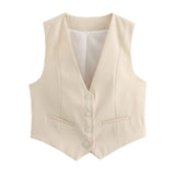 Fongt Color Y2K2025 Summer Leisure Repair Vest Sleeveless Vest Short Blouse Women A19531