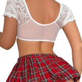 Sex Lingerie Sexy Lace Little White Shirt Lady Hollow Uniform To Seduce