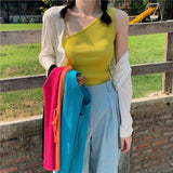 Thai Slanted Shoulder Dopamine Sexy Sleeveless Knitted New Sling Design Sexy Short