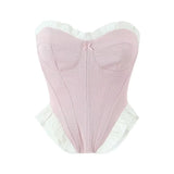 New Sexy, Sweet, Breast-Wiped Fish Bone Slim Blouse In Spring, French Skirt.-Outfit