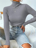 Turtleneck Ribbed Knit Sweater-Outfit