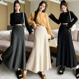 Beat Thickened Modal Knitted Skirt Women's Winter Korean Version Of High-Waisted A-Shaped Skirt Wool Pendulum Skirt-Outfit