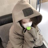 Fongt Plus Fleece Female 2024 Autumn Winter New Korean Version Student Print Hoodie Loose Coat Jacket Female