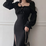 Fongt Chic Summer New Show Thin Temperament French Grandiflorum Tea Break Dress With Slit Dress-Outfit