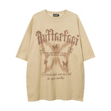 Vintage Butterfly Print Oversized T-shirt-Outfit