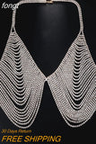 Tassel Rhinestone Crysta Chest Chains Women Hollow Out See Through Bra Top Summer Bikini Bodychain Party Crop