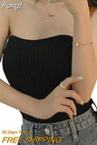 Tops, Summer Solid Color Sleeveless Strapless Ribbed Pullover Casual Vest for Adult