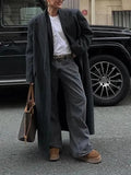 Fongt Long Button Coat Coat New Collar Right Shoulder Wind Coat Loose Temperament Commute