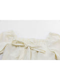 Collar Dress For Women Clothes 2023 Elegant Bow Agaric Lace Short Sleeve 2023 Summer A-line Dress High Waist Midi