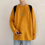 Sleeve T-shirt Men Oversized Solid Hip-hop Streetwear Tops Tees Loose Pullovers Cotton Basic Casual Tshirts Male