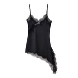 Fongt Women's Explosive Sexy Lace Asymmetric Sling Dress