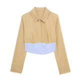 Stitching Slimming Short Shirt 2814641 Line Decoration Straight Tube Flute Skirt 2813641 Set-Outfit
