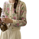 Knitted Cardigan Women's Spring And Autumn 2024 New Retro Lazy Loose Sweater Short Jacket-Outfit