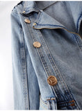 Denim Cropped Trench Jacket-Outfit