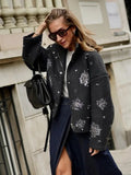 Fongt Autumn And Winter New Women's Fashion Commuting Single Buckle Heavy Industry Lead Beads Hair Coat Women