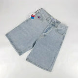 Y2K Vintage Denim Shorts Men's Harajuku Punk High-Waisted Denim Shorts-Outfit