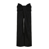 Fongt Cloth Forget Not Regular Cross Waist Design Loose Apparent Thin Leg Pants Teen Temperament Casual Pants