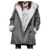 Intellectual Simple Original Style Solid Color Leisure Button Cardigan To Keep Warm Medium And Long Hooded Lady's Coat-Outfit