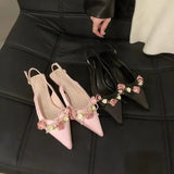 Fongt Small Sandals Women's 2024 New Summer Explosive Temperament Sharp-Heeled High-Heeled Shoes With Skirt Ballet Style