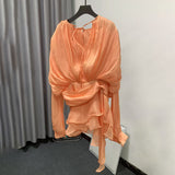 Fongt Temperament Sweet Wind Dress Woman 2025 Spring New Fashion Collar Collar Folds Solid Color Short Skirt