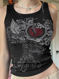 crop tank top with heart rhinestone
