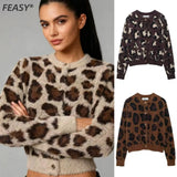 Fongt Za Women's Round-Neck Knitted Jacket Medium Cardigan Bottom Shirt