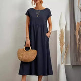 Fongt Solid Color Sleeveless Loose Cotton Into Pocket