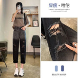 Fongt Blue Harun Jeans, New Fall 2024, High Waist, Slim, Loose And Pierced Dad Pants-Outfit