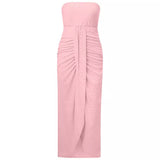 Fongt Fashion Casual Knitting Women's Wear Hot Selling Solid Color Strapless Jacquard Waist Trend Dress-Outfit