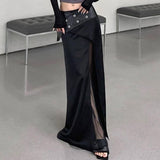 Fongt Summer New Women's Leather Buckle Print Chest Wrapped Small Vest Belt Slit Skirt-Outfit
