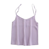 Women V Neck High Quality Satin Camis Spaghetti Strap Adjust Leeveless Silk Tank Tops 2021 Camisole