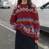 Fongt Female Retro Twist Thick Lazy Wind Round Collar Jumsweater 2024 Niche Loose Chic Top-Outfit