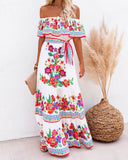 Fongt And Summer 2025 New Shoulder-To-Shoulder Red Flower Printing Long