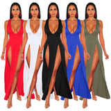Summer Long Deep V Split Multi-color