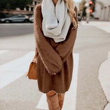 Autumn / Winter Ebaywish Fashionable Women's Dress With Long Sleeves, Round Neck And Loose Plush Dress-Outfit