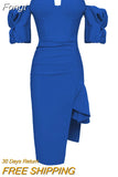 Summer 2023 New High Quality Ladies Mini Dress Off Shoulder Side Slit Tight Puff Sleeve Sexy Celebrity Party