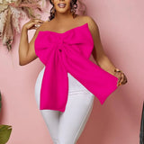 Fongt D335women Tops Women's Sexy Bow Wrapped In Breast African Braided Short Top Shirt