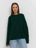 Fongt / Winter 2024 Round Collar Loose Long Sleeve Basic Casual Sweater