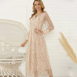Sexy V-Collar Tassel Sequins Dress Dress And A Substitute Hair-Outfit