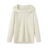 Fongt Vintage Lazy Wind Word Collared Knitted Shirt 2025 Autumn New French Babes Loose Collar Sweater