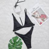 Fongt New Bikini Sexy Luxury Crystal Diamond Neck Chain Swimsuit Sweater Three-Piece Women's