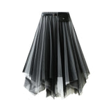 Fongt Half-Dress 2025 New Spring And Summer Long Black Big Swing Skirt Super Fairy Lace Mesh Dress 8808