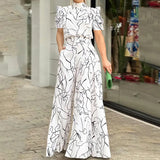 Fongt Fashion Style Women's Fashion Temperament Striped Print New Jumpsuit