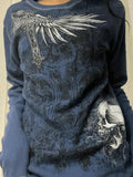 Vintage Skull Print Long Sleeve Knit-Outfit