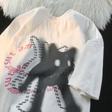 Cotton Summer Y2K Top Dark Punk Phantom Black Cat Print T Shirts Women Funny Hip Hop Graphict Tee Loose Casual Short