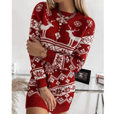 Deer Knitted Long Sleeve Round Neck Casual Winter Autumn Pullover Clothes Ladies Fashion Sweater Women