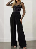 And Summer 2025 Women's Clothing Bubble Beads Perspective Mesh Long-Sleeved