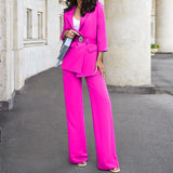 Fongt Suit Suit Autumn And Winter New Solid Color Commuter Feeling Small Suit High Waist Trousers Two Sets-Outfit