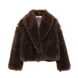 Fongt Women's ZA Autumn And Winter New Fashion With Fur Curly-Haired Fashion Short Coat